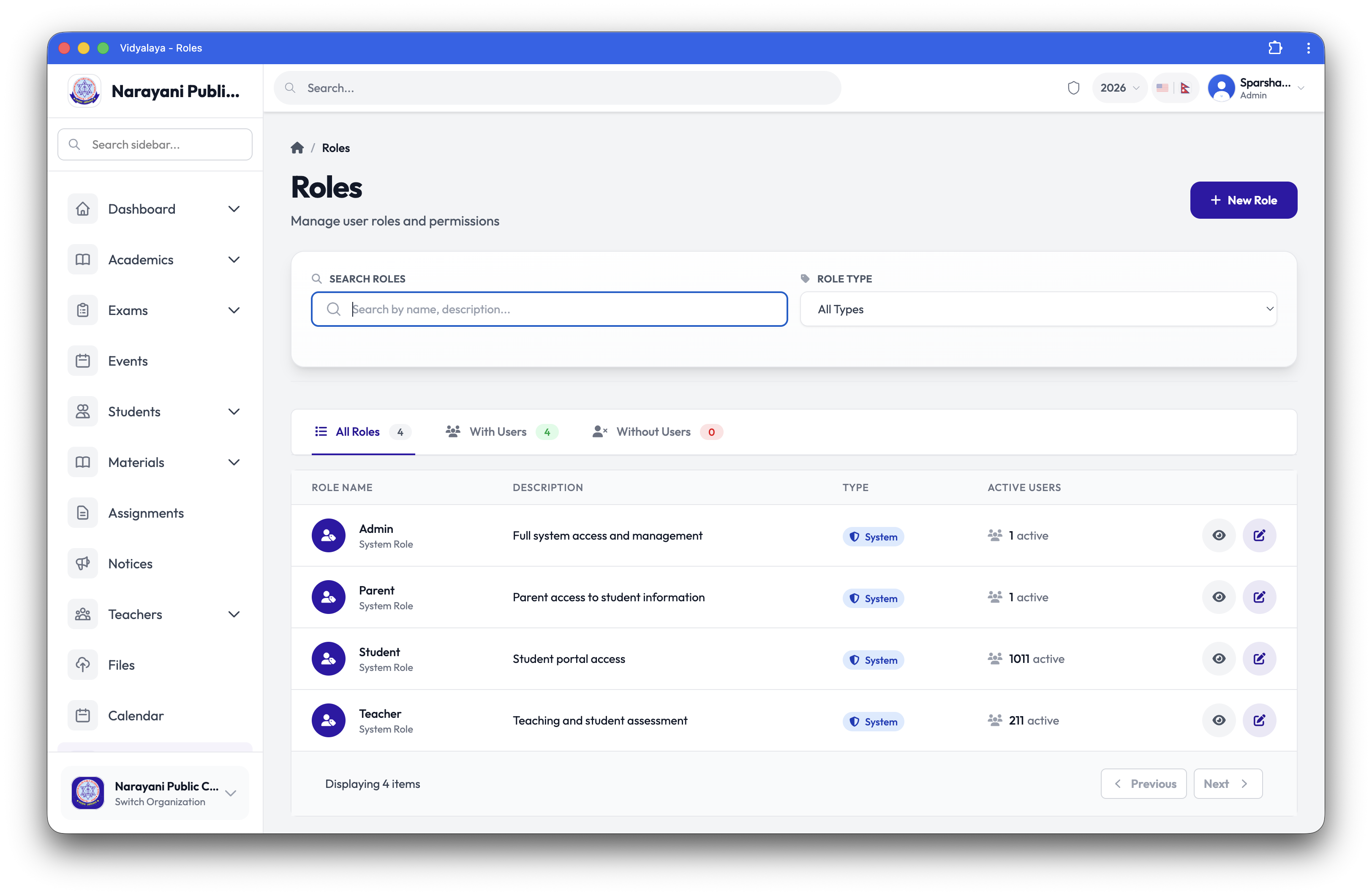 Roles and access control